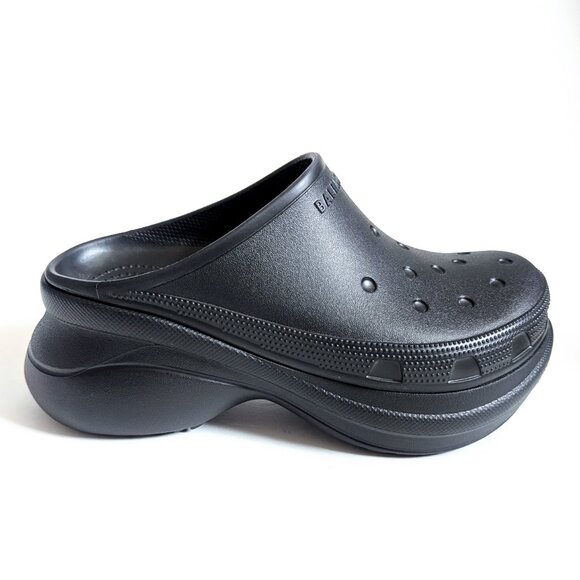 Balenciaga x Crocs Womens Platform Clogs Size 37 Black Slide Mule NEW NO BOX - Picture 1 of 16